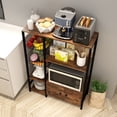 thumbnail image 3 of NAIYUFA 5-Tier Bakers Rack ,Industrial Kitchen Island with Basket,Microwave Stand Vintage Brown, 3 of 7