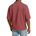 thumbnail image 5 of Hogleaql Mens Quarter Zip T Shirts Comfortable Short Sleeve Collared Vintage Pullover Fashion Relaxed Fit Loose Fit T Shirts Red XL, 5 of 5
