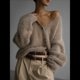 thumbnail image 5 of Cárdigan de Mujer, Suéter de Larga, Cárdigan con Botones y Cuello en V, Prenda de Punto de Moda. Caqui L, 5 of 8