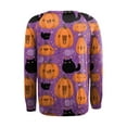 thumbnail image 4 of Caoirhny Women Halloween Hoodie, Long Sleeve Crew Neck Pumpkin/Cat Print Pullover Sweatshirt Fall Tops, 4 of 6