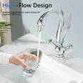 thumbnail image 4 of Zovajonia Waterfall Chrome Swan Bathroom Sink Faucet Single Hole/ Handle Vanity Mixer Tap 360° Rotation, 4 of 12