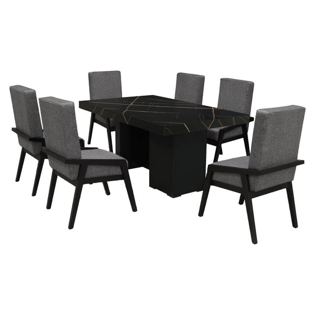 Comedor 6 Sillas Rusia Negro Kessa Muebles