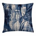 thumbnail image 1 of United States Throw Pillow Cushion Cover, Double Exposure Image of Statue of Liberty with New York Buildings, Decorative Square Accent Pillow Case, 18 X 18 Inches, Dark Blue Purplegrey, by Ambesonne, 1 of 2