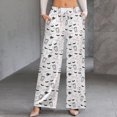 thumbnail image 2 of Eyelashes And Mascara, Strokes, Coffee Cup, Closed Eyes Women's Casual Wide Leg Pants Comfort Pockets Elastic Waist Loose Fit Pants, 2 of 7