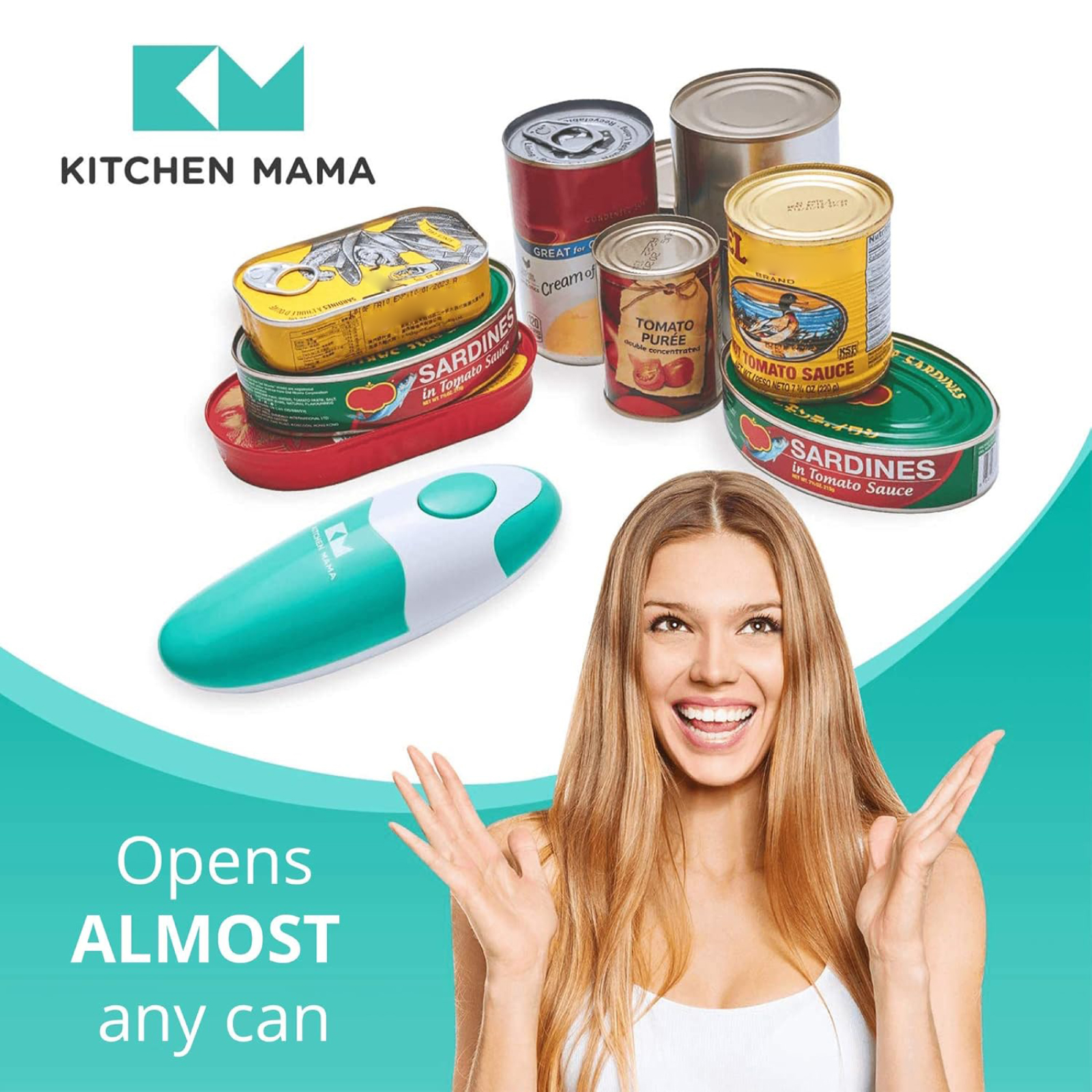 Kitchen Mama Auto Electric Can Opener, Teal photo 3