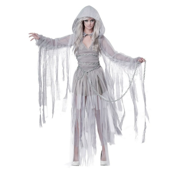 CALIF Haunting Beauty Costume for Adults with Dress Cape & Chains, M