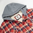 thumbnail image 4 of COEVALS CLUB Men's Hooded Sherpa Lined Flannel Long Sleeve Cotton Plaid Snap Button Up Shirts Quilted Jacket (Navy, Red, White/10# 3X-Large), 4 of 4