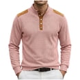 thumbnail image 5 of Ceisia Men's Loose Fit Long Sleeve Henley Shirts with Waffle Knit and Shoulder Color Block Patchwork, Stretch Blend Stand Collar Casual Tops Gifts, 5 of 5