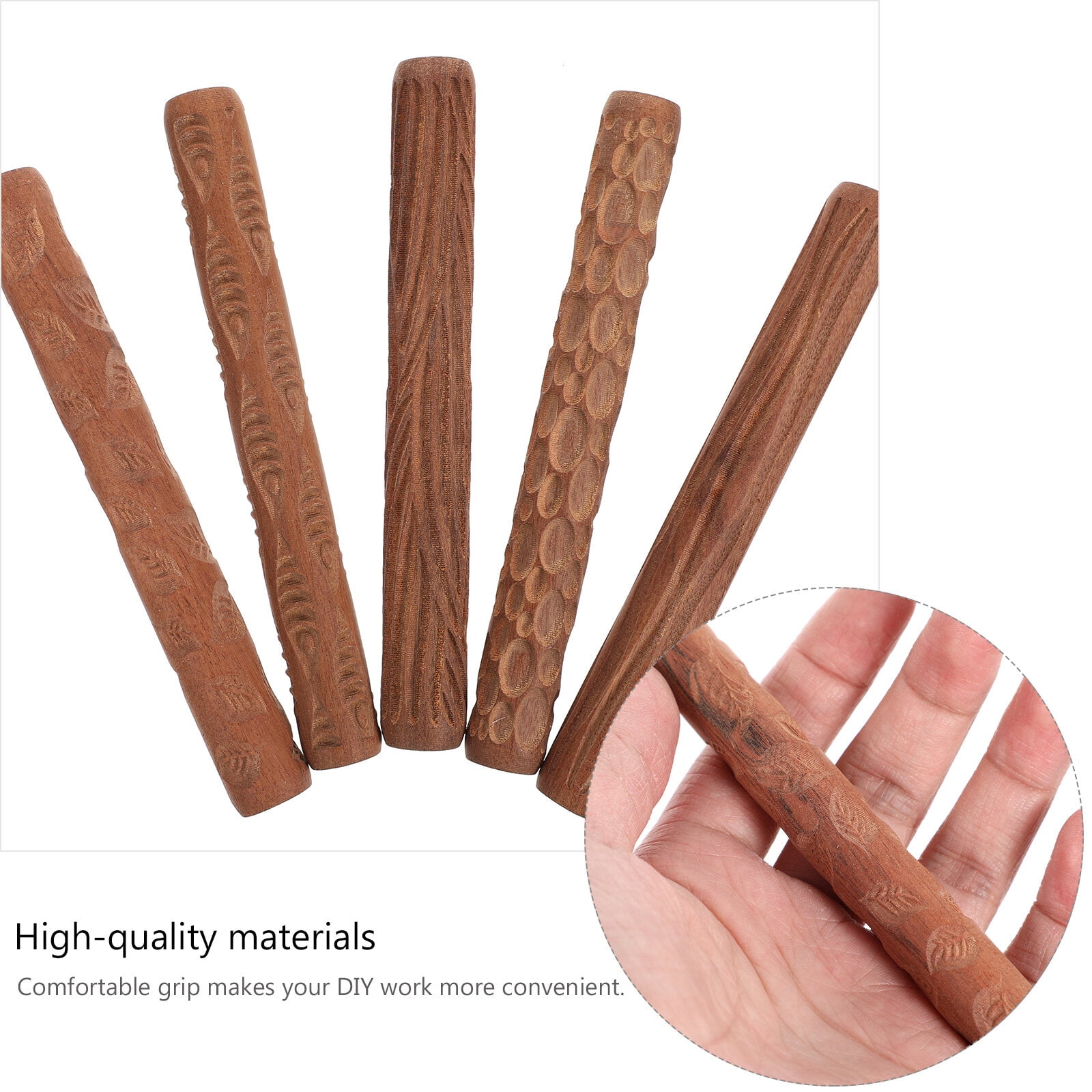 WORGEOUS 5-Piece Pottery Tool Set with Printed Mud Boards, Reusable Clay Sculpting Tools 11.7x1.2CM for Ceramic Art