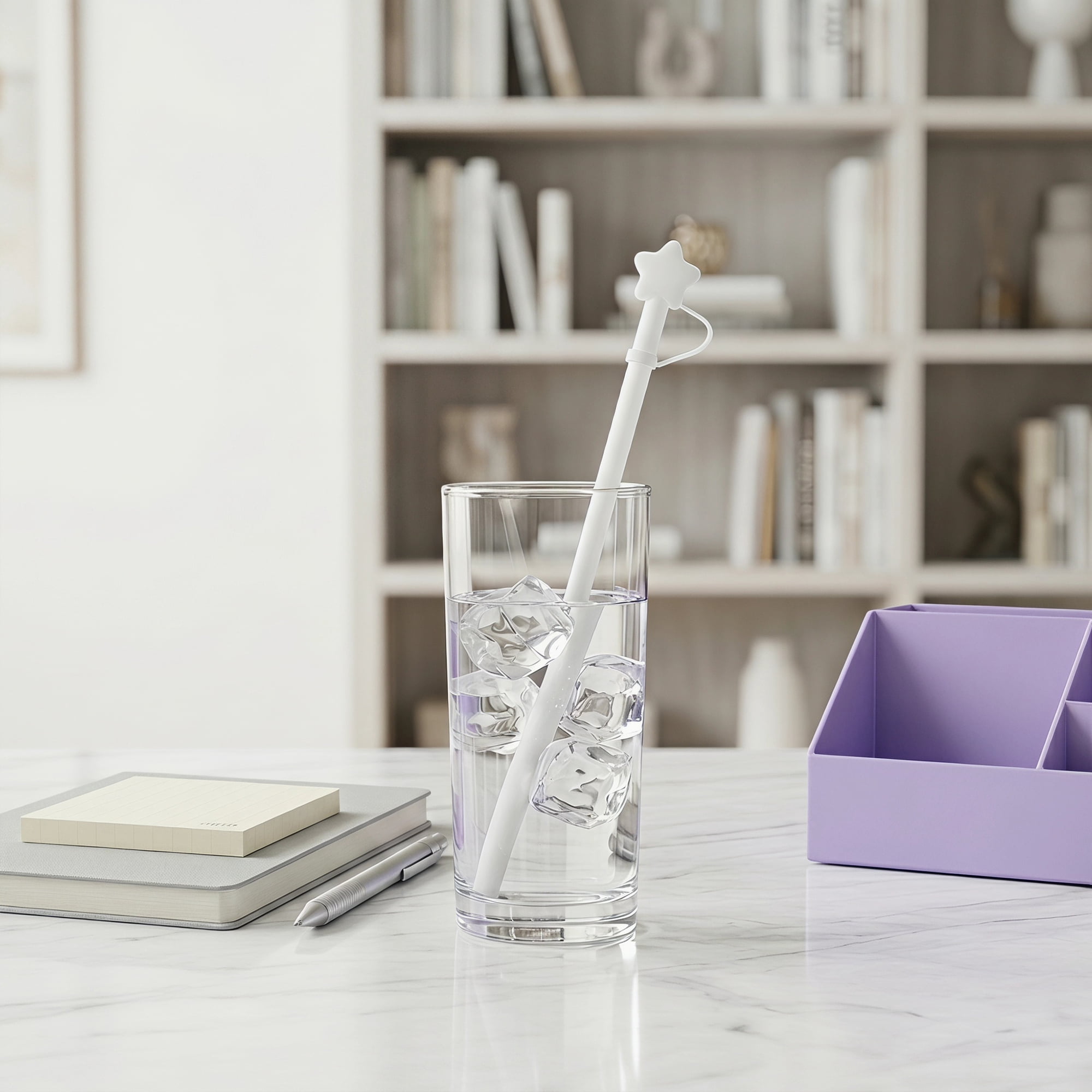 Unique Bargains 6Pcs Reusable Silicone Straws Drinking Straws White