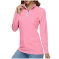 thumbnail image 2 of AherBiu Golf Shirts for Women Long Sleeve Tops Quarter Zip up Lapel V Neck Lightweight Tennis Shirt Blouse, 2 of 5