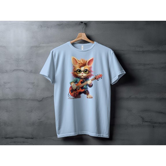 Cat Kitten Guitar Player T-Shirt Tee, Gift For Music Lover, Guitarist Shirt, Guitar T-Shirt, Music Lover Tee Rocker Rock Lover Tshirt