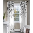 thumbnail image 4 of Black Leaves Sheer Curtains 84 Inch Length 2 Panels Set for Living Room/Bedroom, Summer Botanical Kitchen Curtains with Grommet Semi-Sheer Curtains Drapes Voile Window Treatments 42"x84"x2, 4 of 7