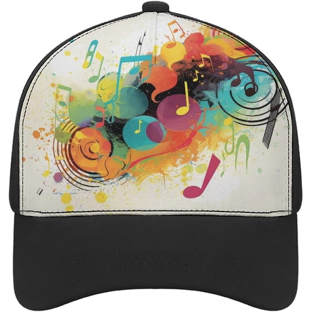 Abstract Music Themed Baseball Cap Classic Golf Cap Soft Dad Hat Multicolor Adjustable Low Profile Hat Unisex