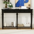 thumbnail image 2 of EUROCO 59.8" Solid Wood Console Table,Retro Long Sofa Table Entryway Table with 4 Drawers and Bottom Shelf for Hallway Living Room,Black, 2 of 7