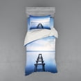 thumbnail image 2 of Ambesonne Nautical Bedding Set 4 Pcs, Old Jetty Blue Sky, Queen, Blue White Brown, 2 of 3