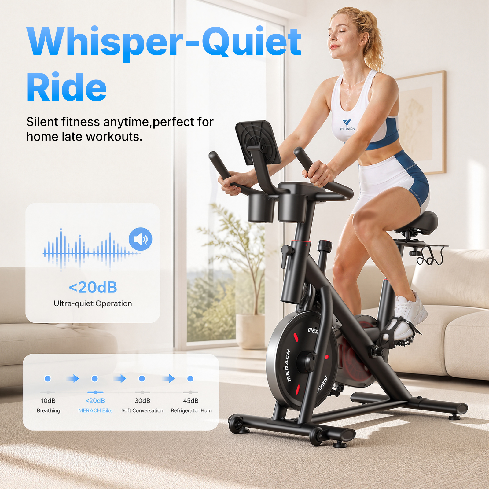 MERACH Magnetic Exercise Bike 330lbs Capacity Quiet photo 8