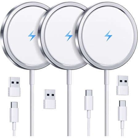 2025 Latest Magnetic Wireless Charger for iPhone: Mag Safe Charger Fast Charging Pad Compatible with iPhone 17 16 15 14 13 12 Pro Max Plus & Airpods 2 3 4Pro(3 Pack)