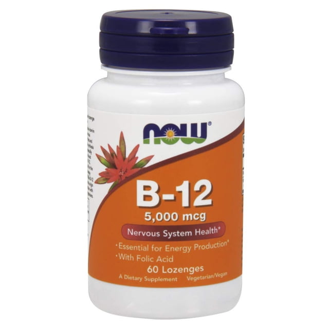 Suplemento de vitamina B-12 de NOW Foods, 5000 mcg, 60 pastillas