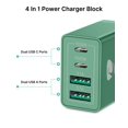 thumbnail image 2 of Cargador Aminu USB C de 40 W, enchufe de pared de 4 puertos, carga rápida, paquete de 2, 2 of 7