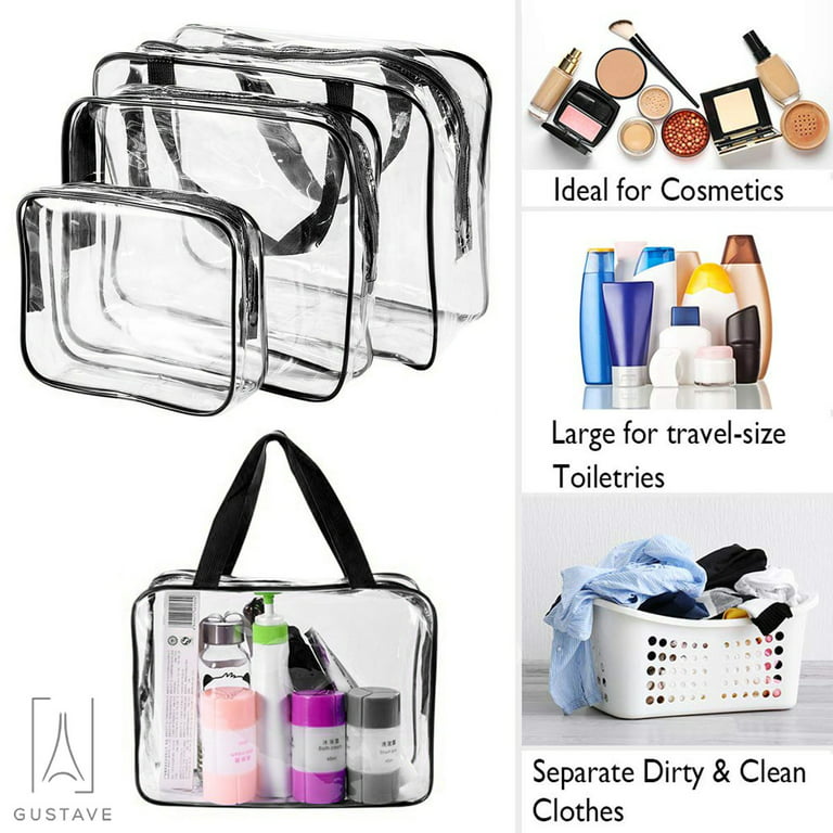 Gpoty Clear Toiletry Bag PVC Travel Cosmetics Bags Transparent Toiletry Makeup Bags Multi-Size Toiletry Organizer Pouch with Zipper Multifunction