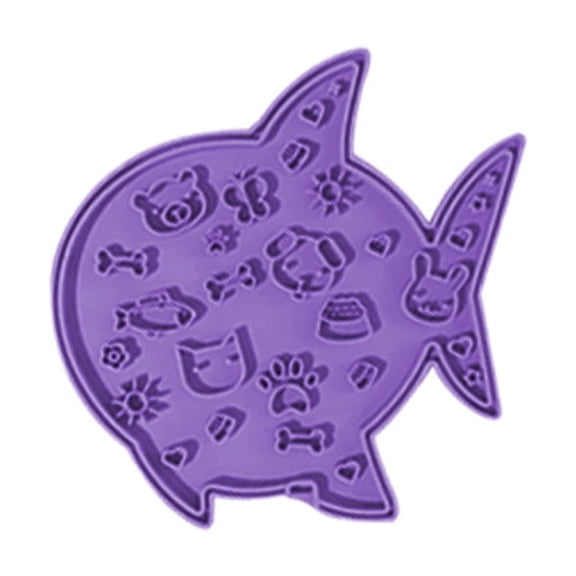 Silicone Pet Mat Fish Shaped Slow Feeding Licking Mat for Dogs and Cats Anti Choke Non Slip Cup Durable Silicone Dog Mat for Home Feeding Areas Single Pack Purple