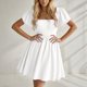 thumbnail image 2 of Vestido de cuello cuadrado 2025 para mujer - Manga abullonada, corte A - Vestido corto de verano - Cremallera trasera - Tallas S-XXL, 2 of 4