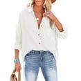 thumbnail image 2 of hirigin Women Shirt Long Sleeve Turn-down Collar Button-down Solid Tops for Casual Daily, 2 of 6