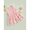 thumbnail image 3 of Bagilaanoe Toddler Baby Girl Summer Dress Floral Print Ruffle Sleeveless A-line Princess Dresses 12M 18M 24M 3T 4T 5T Kid Patchwork Tulle Skirt, 3 of 8