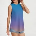 thumbnail image 3 of Hvot&aat Women’s Gradient Print Sleeveless Tank Top Casual Loose High Neck Flowy Pullover Summer Beach Blouse, 3 of 6