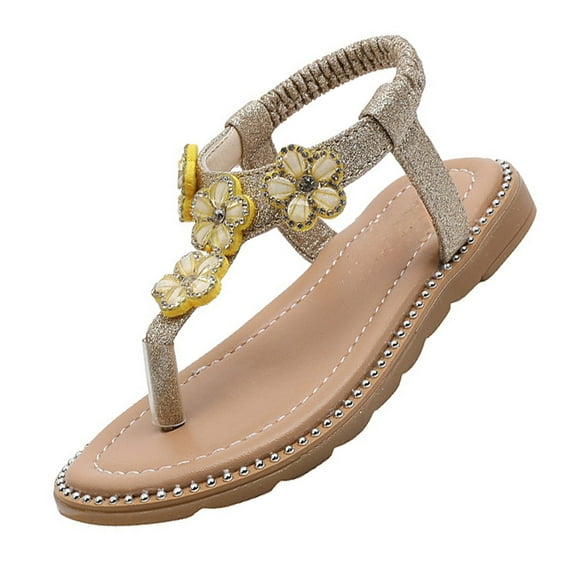 Cathalem Toddler Girl Sandals Girls Sandals Toddler Girls Sandals Little Girls Kids Summer Princess Shoes Toddler Sandals (Gold,8)