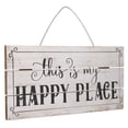 thumbnail image 1 of Decorative Wooden Sign Novel Waterproof Table Sign Hanging Decoration with Happy Place for Courtyard, 1 of 12
