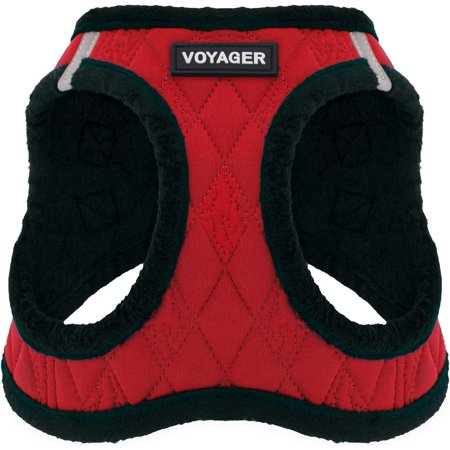 UPC: 0842637104665 | Voyager Step-in Plush Dog Harness by Best Pet Supplies – Red Plush Small
