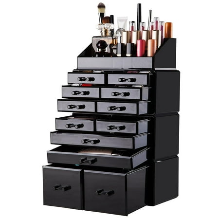 Ktaxon Makeup Organizer Acrylic Cosmetic Storage Drawer and Jewelry Display