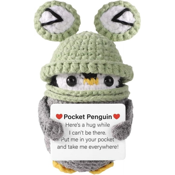 Crochet Positive Penguin - 3.5" Emotional Support Penguin Positive Crochet New Years Gift Small Penguin Emotional Support Plush Crochet Penguin Positive Tiny Penguin Toy