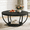 Dark Black, variant on Fnova Coffee Table with 2 - Tier Storage, 32" Round Wood Coffee Table with Metal Legs, Modern Rustic Style Center Table for Living Room, Warm Brown and Black