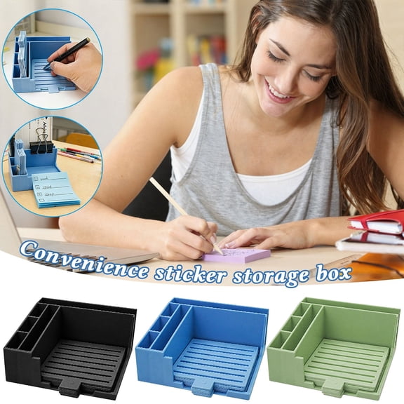 Desktop Note Storage Box Organizer – Multi-Functional Note Template Holder, Sticky Note Case, Portable Stationery Organizer, Clear Cover, Office Home Use