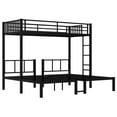 thumbnail image 5 of URTR Heavy Duty Metal Triple Bunk Bed for 3, Twin Over Twin Over Twin Bunk Beds with Ladder and Guardrails, Detachable Triple Bunk Bed for Teens, Adults, No Box Spring Needed, Black, 5 of 8