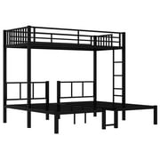 Triple Bunk Beds, Metal Twin XL over Twin & Twin Bunk Bed for 3, Triple Bunk Can be Separated into 3 Beds (Black)
