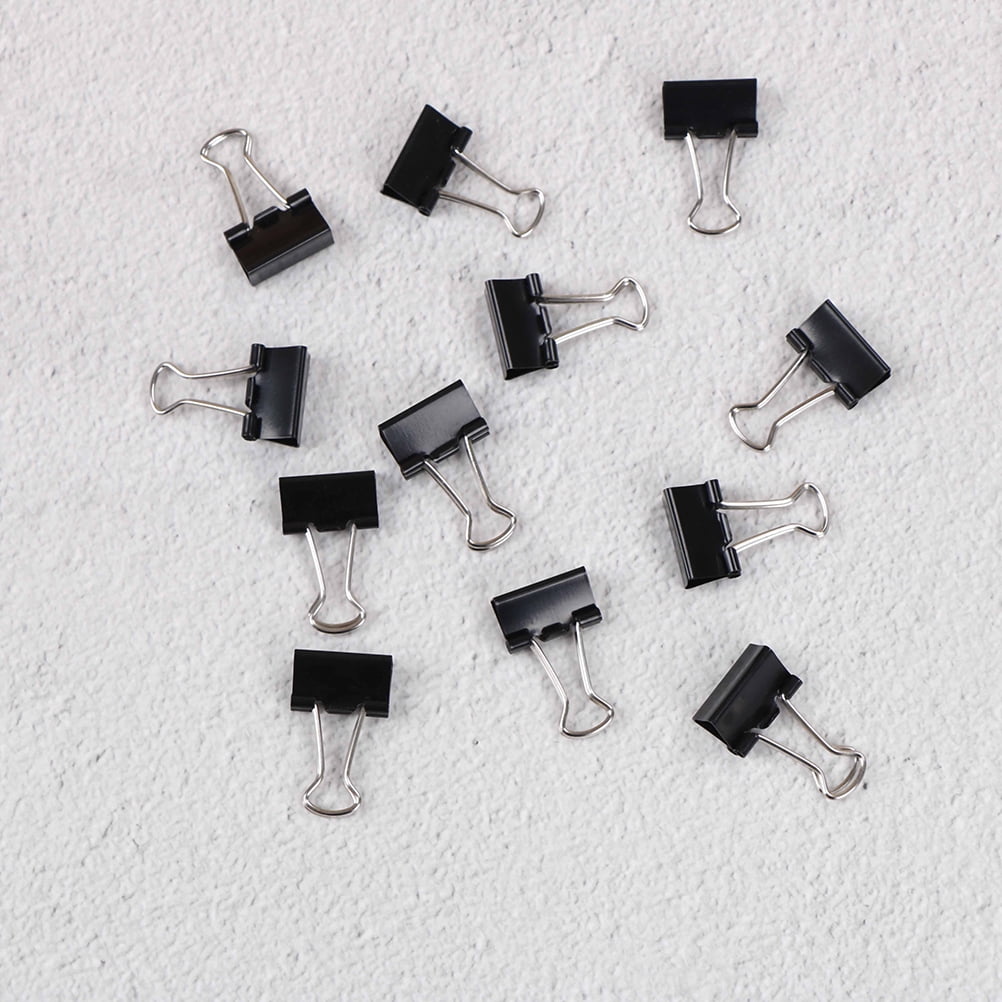 12Pcs Black Metal Binder Clips File Paper Clip Photo Stationary Office SupplyTDC 