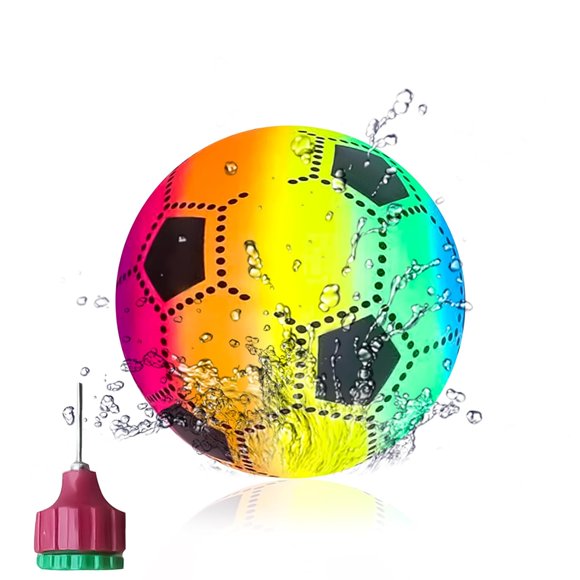 shiyou-Watermelon Ball Swimming Pool Gaming Ball 9 Inch Underwater Pool Toy Ball with Hose Adapter, for Under Water Passing, Dribbling, Diving, Pool Game for Teen Adult (Colorful Football)