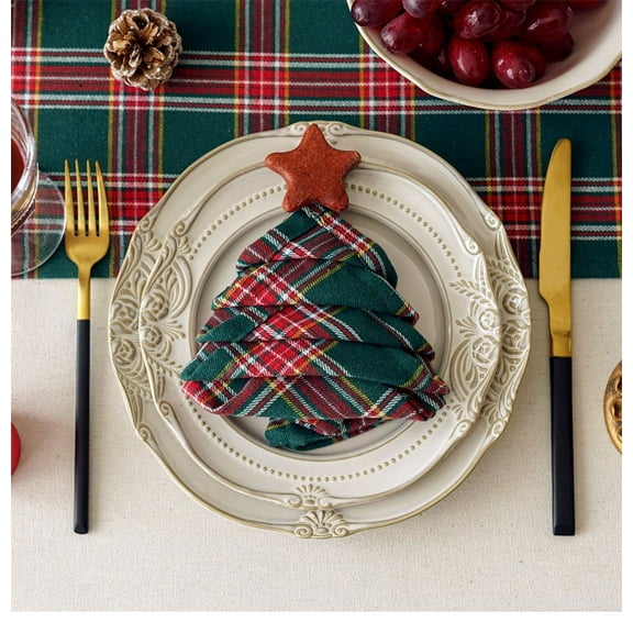 Namzi Christmas Cloth Napkins Set of 6, 16x16, Party Napkins or Red Cloth Napkins (Plaid)