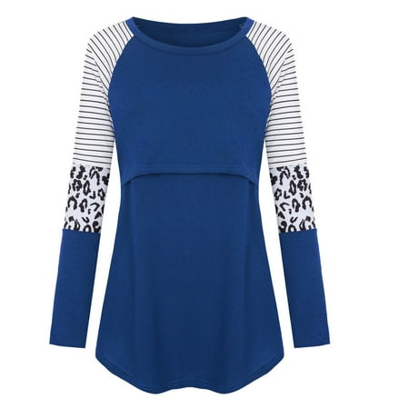 

Maternity State Shirt Women Maternity Long Sleeve Nursing Patchwork Color Tops Breastfeeding Blouse Maternity Workout Leggings with Pockets
