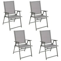 Demifill Set of 4 Patio Folding Chair Set, Folding Chairs with Rustproof Metal Frame, Patio Chairs with Strong 330 lbs Bearing Capacity, Reclining Patio Chairs for Outdoor, Gray