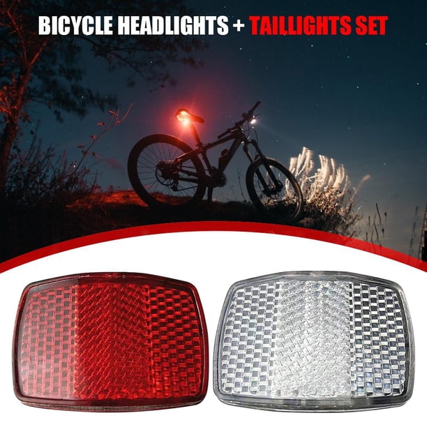 Manillar de bicicleta Lámpara reflectante delantera Reflector de advertencia trasera para bicicleta Blanco Sywqhk Accesorios para bicicletas