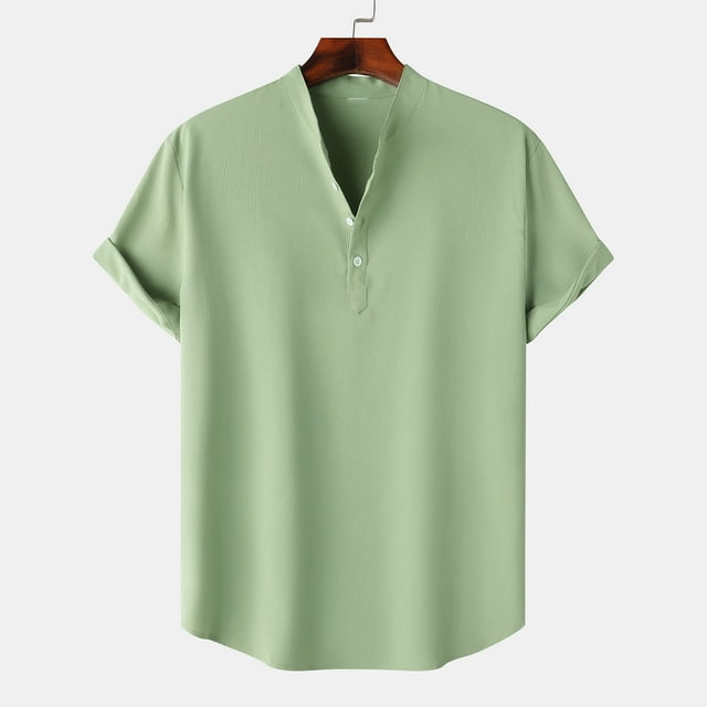 pstuiky camisetas camisas para hombre, Camisa hawaiana informal de manga corta con cuello alto y botones para hombre ropa de hombre xl
