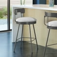 thumbnail image 5 of Amisco Monza 30 In. Swivel Bar Stool - Grey White Polyester / Dark Grey Metal, 5 of 9