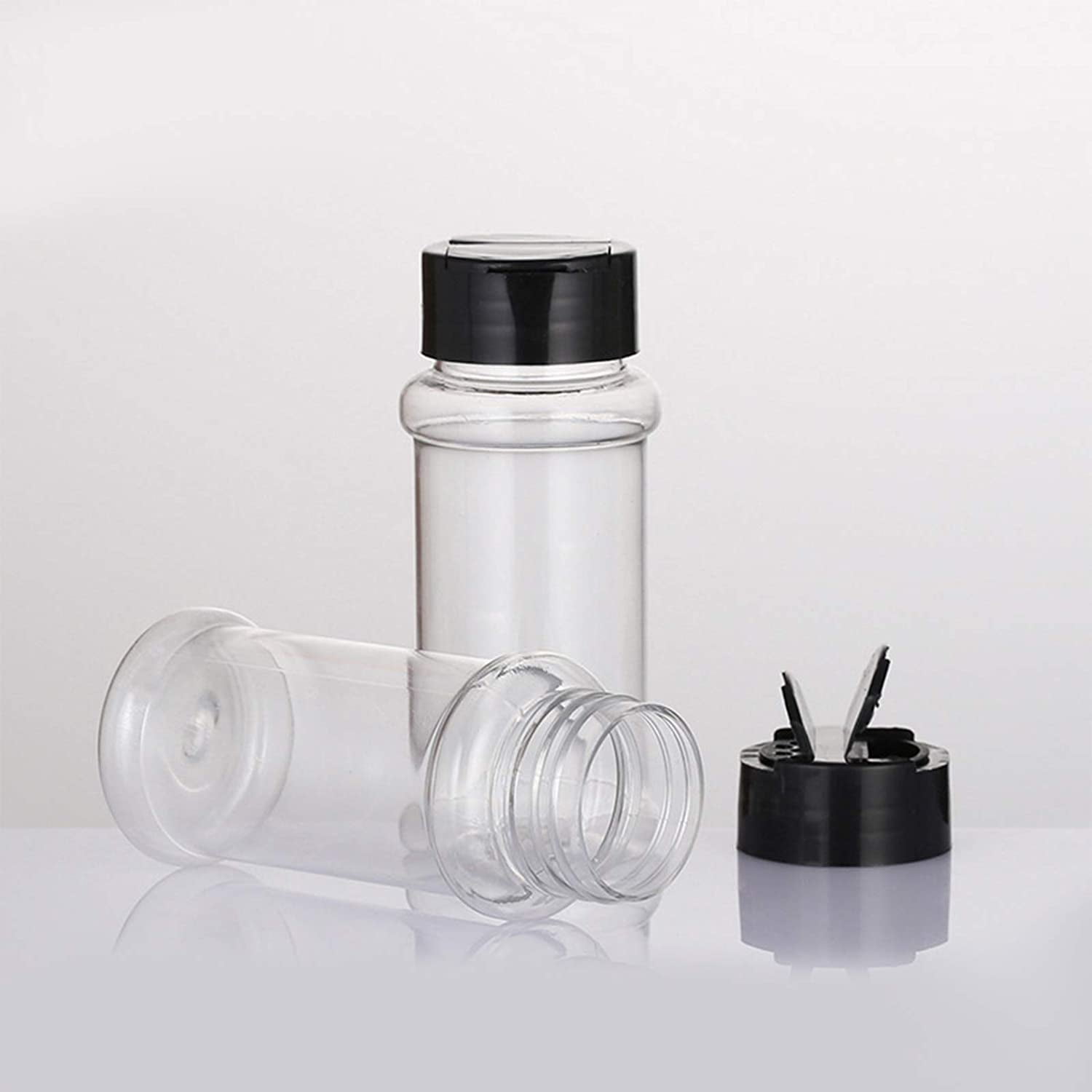 Tianifa 6pcs Black Spice Jars, 3 oz Glass Seasoning Bottles
