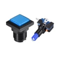 thumbnail image 2 of Botón de empuje para juegos 34x34 cuadrado 12V interruptor de botón iluminado LED con microswitch para juegos de video de arcade azul, 2 piezas, 2 of 5