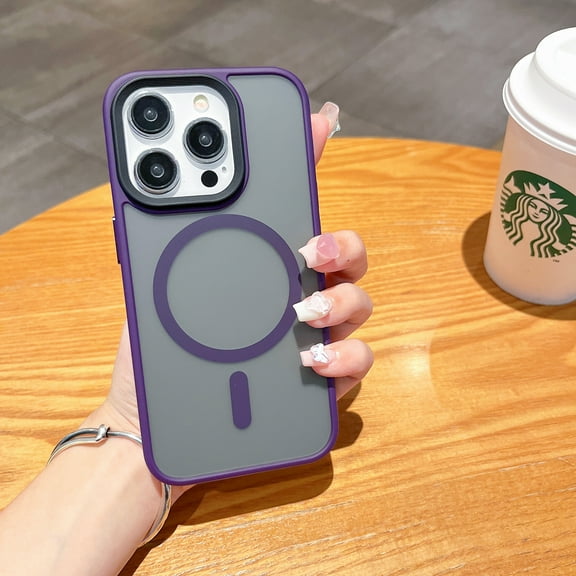 Allytechgroup Magnetic Back Cover Case for Apple iPhone 12 Pro Max, Compatible with Magsafe Translucent Anti-Yellow Bumper Anti-Scratch Minimalist Phone Case for iPhone 12 Pro Max, Darkpurple